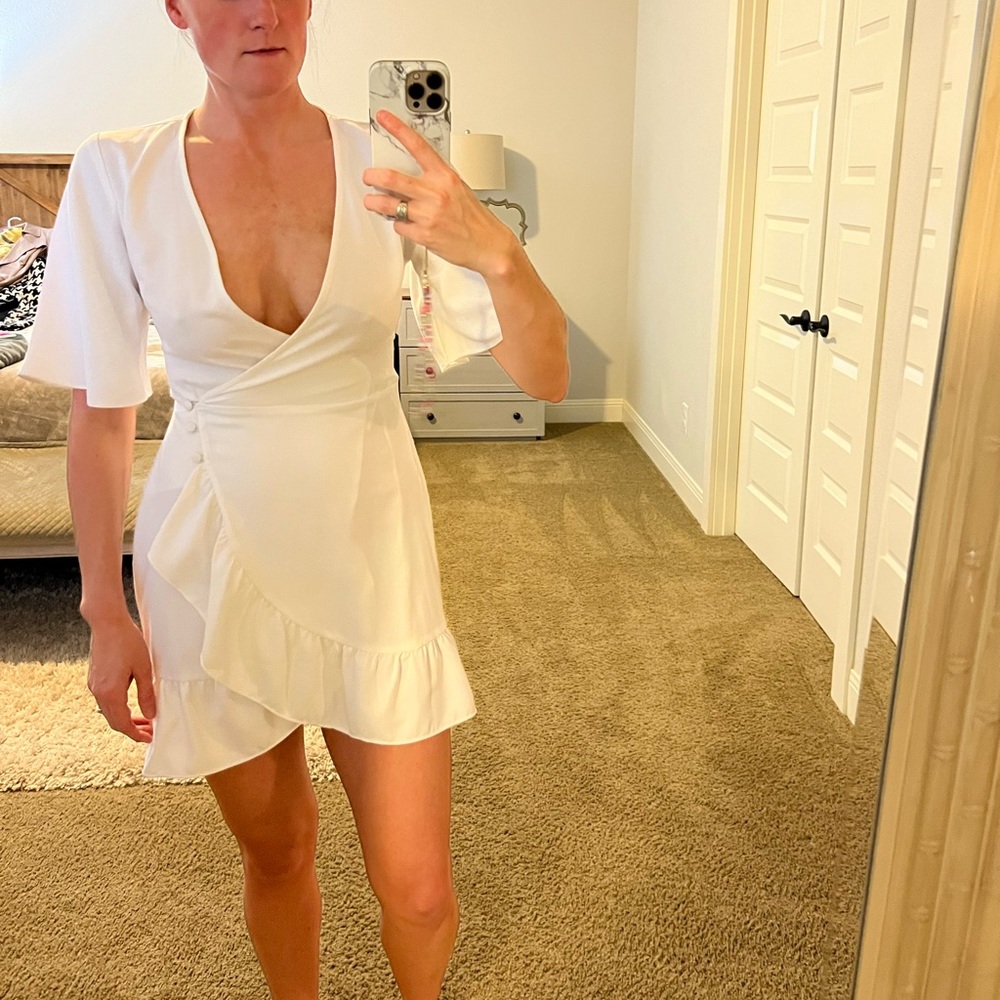 White Top Shop side tie dress
